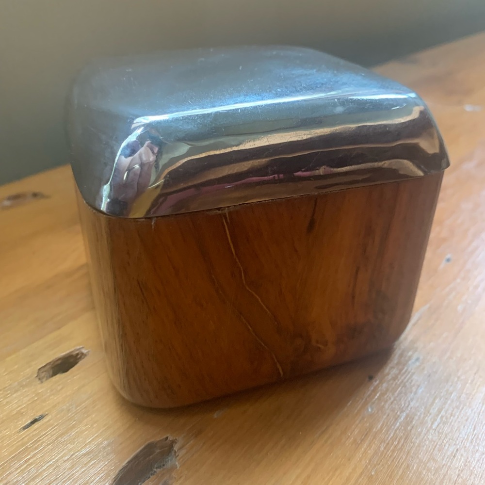 4 / 20$ SALE Wood and metal ( nickel) jewelry box / Indigo/ Made in India